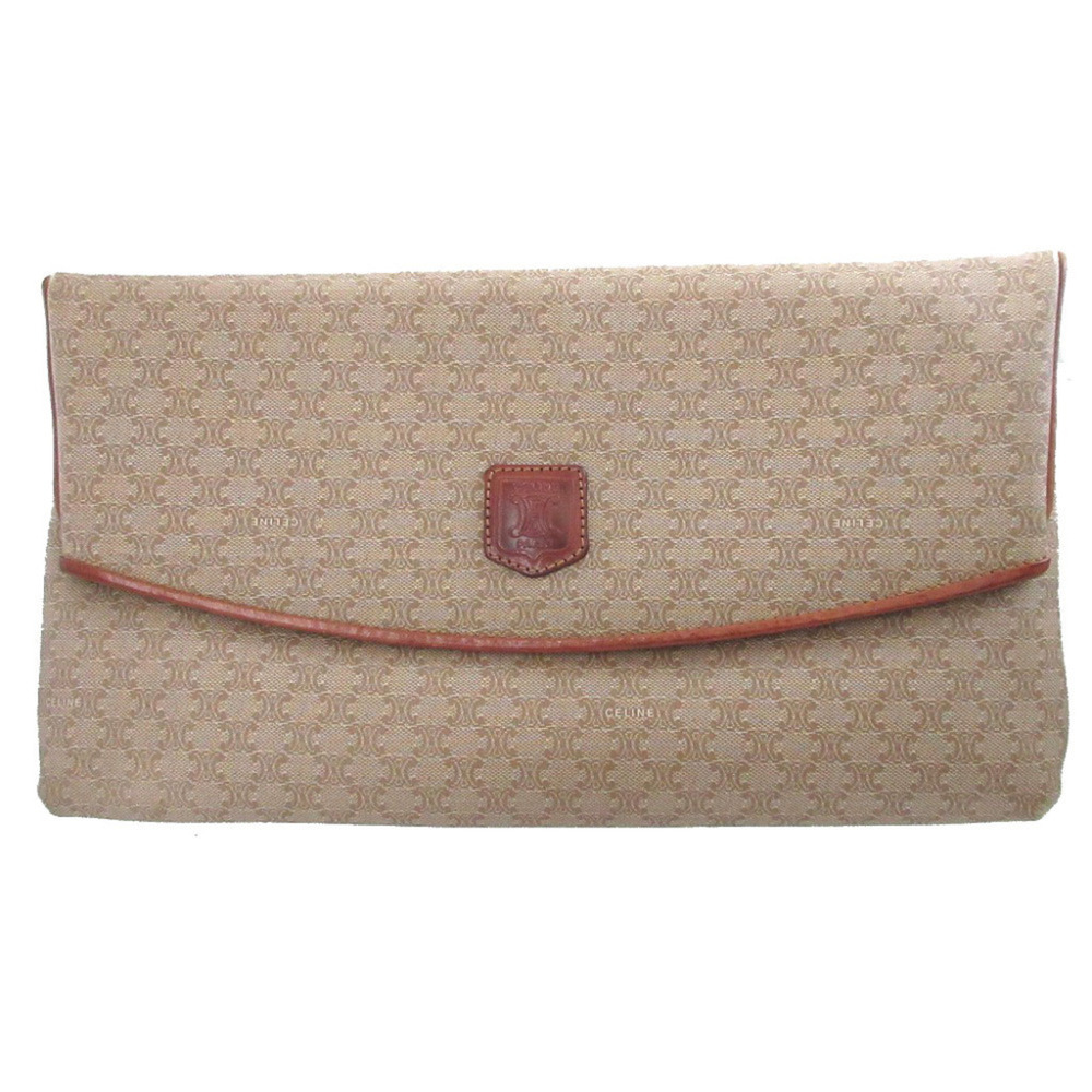 Celine Macadam Leather Beige Brown Clutch Bag 0854CELINE